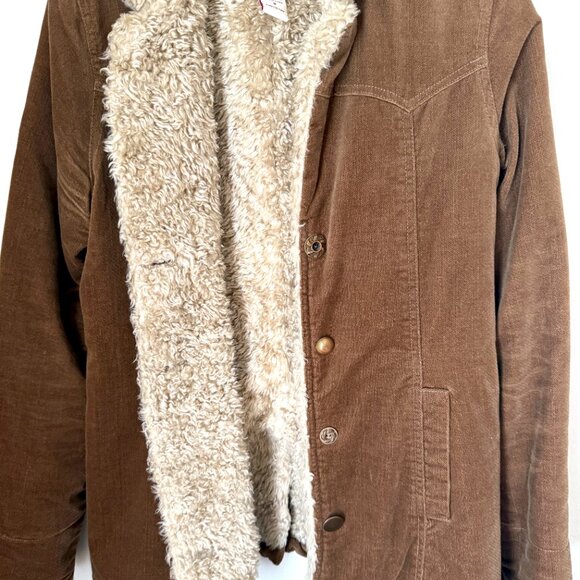 VTG Abercrombie & Fitch Women's Corduroy Jacket Brown Size Small Y2K Sherpa - Picture 2 of 12